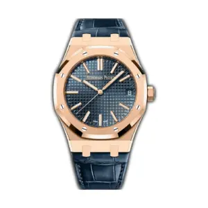41mm 18k Rose Gold Blue Dial On Leather