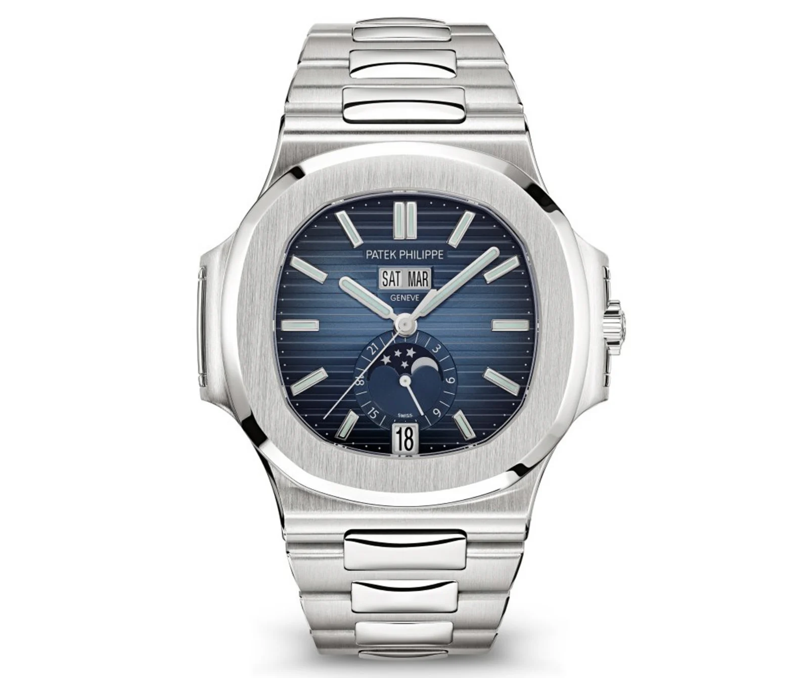 Patek Philippe Nautilus Annual Calendar Moon Phases – Ref. 5726/1A-014 | 40.5mm Blue Dial with Stainless Steel Bracelet