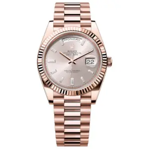 Rolex Day-Date 40 – 18k Everose Gold with Sundust Diamond Dial and President Bracelet Ref. 228235