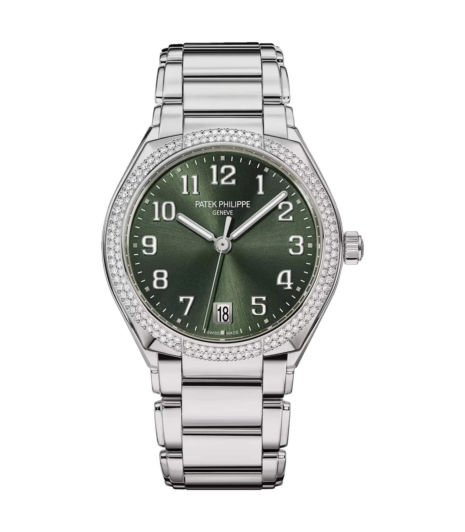 36mm Steel Green Dial Diamond Bezel Automatic