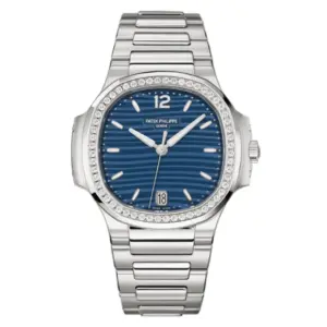 Patek Philippe Nautilus Ladies 7118/1200A-001 – 35mm Stainless Steel – Blue Dial – Factory Diamond Bezel