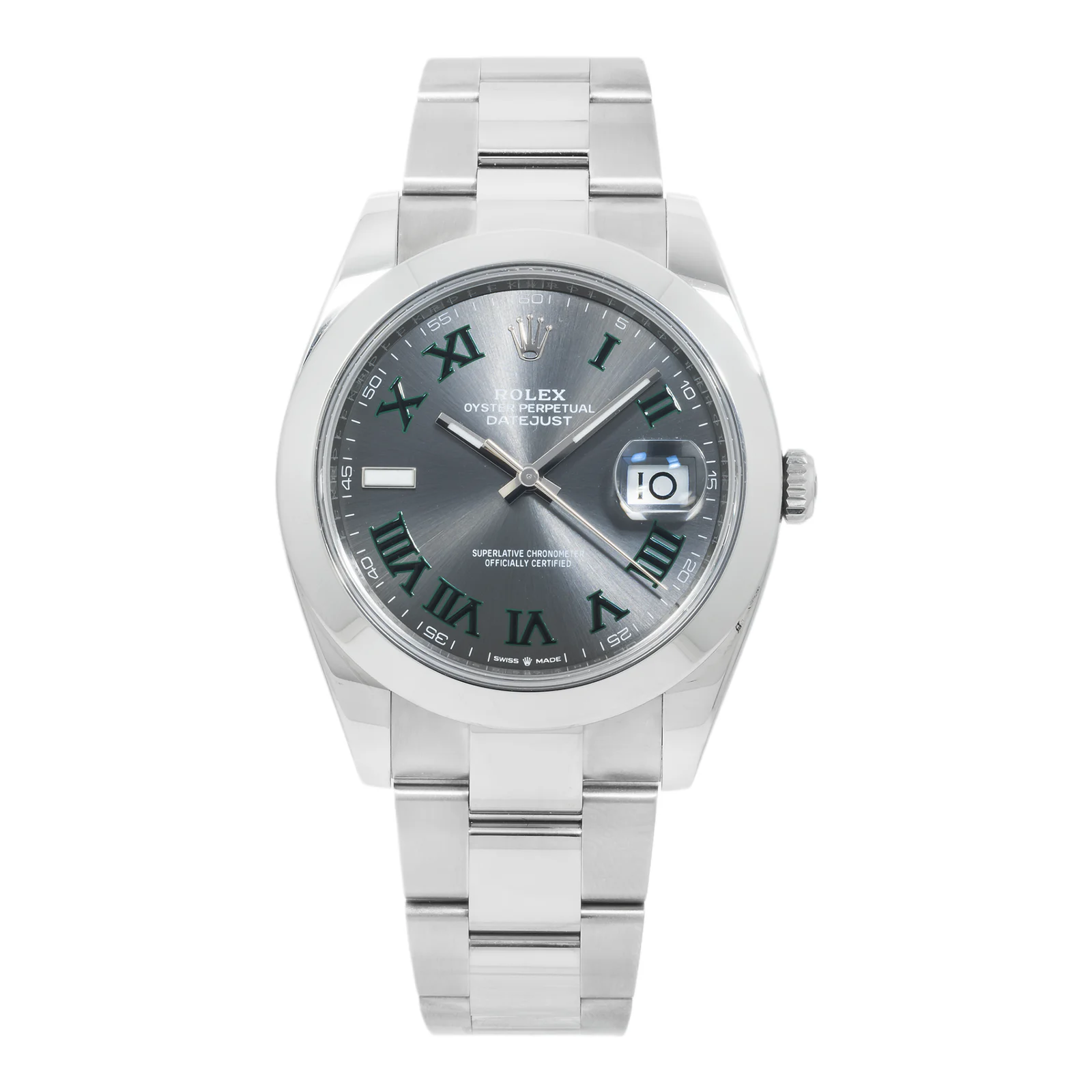 Rolex Datejust 41 Grey Green Wimbledon Dial 126300 Steel Mens Watch