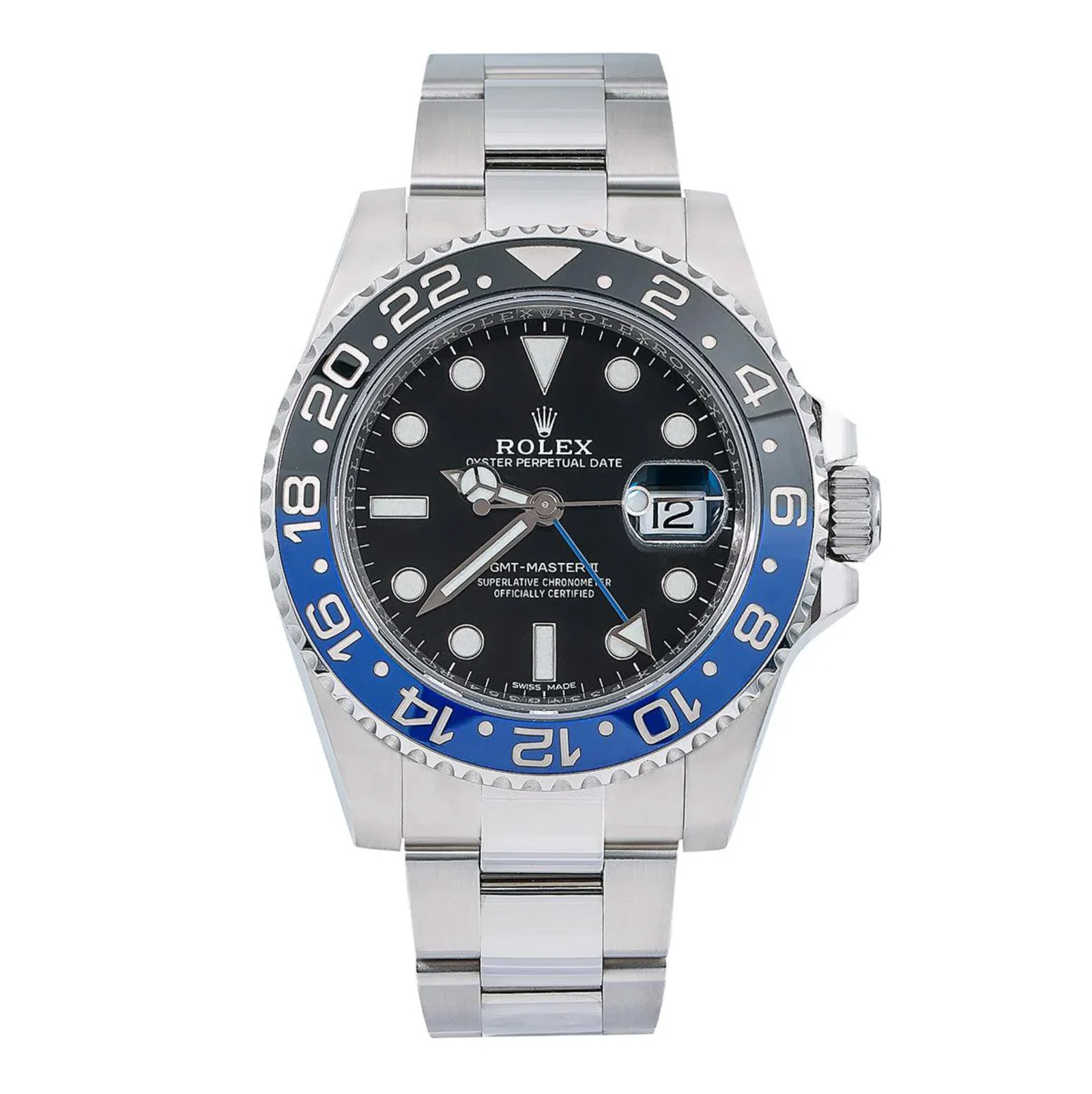 Rolex GMT-Master II – 40mm Stainless Steel with Black and Blue Bezel Ref. 116710BLNR “Batman”