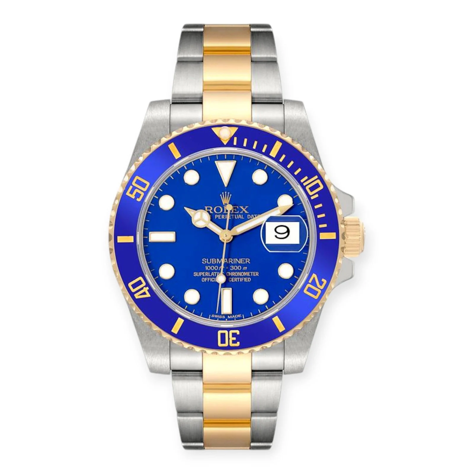 Rolex Submariner 40MM Two Tone Watch Blue Ceramic Bezel Blue Dial 116613LB