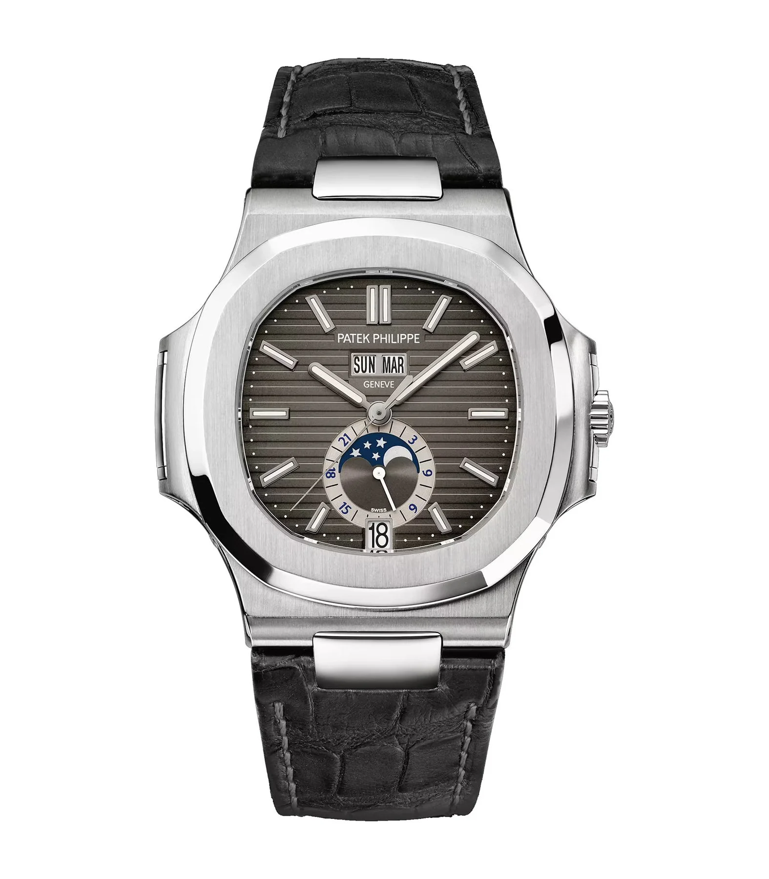 41mm Annual Calendar Moon Phase Steel Charcoal Dial