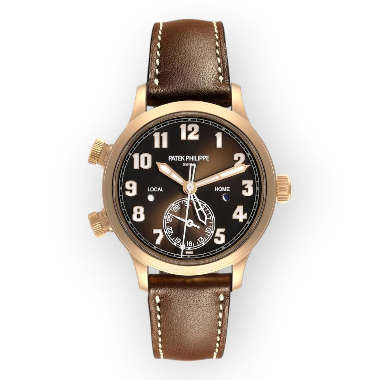 Patek Philippe Calatrava 7234 Rose Gold Pilot Travel Time Mens Watch