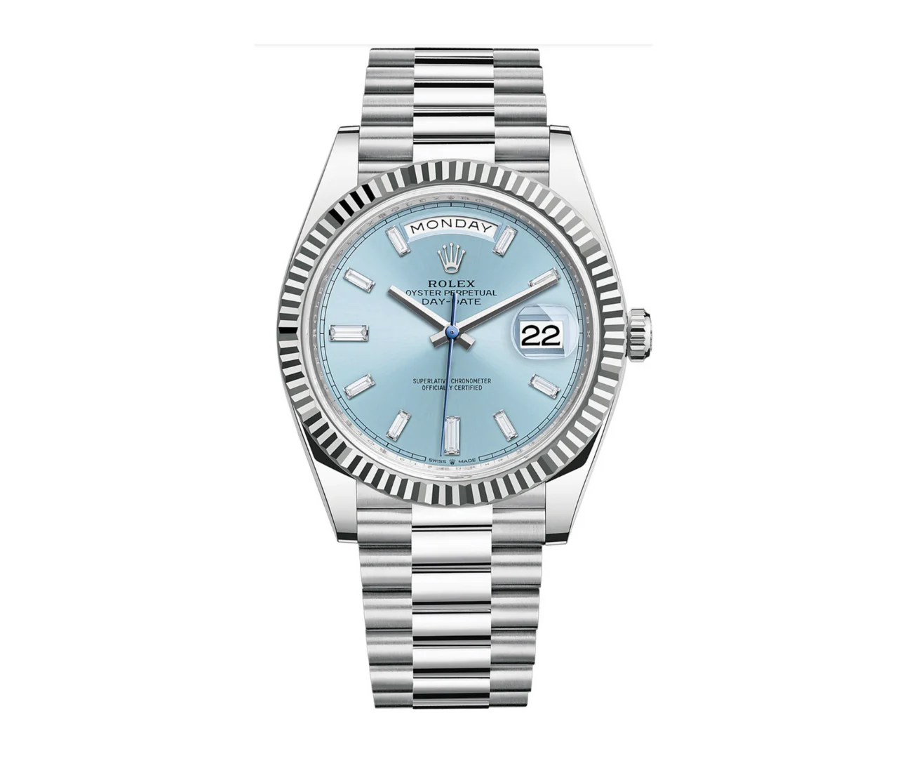Rolex Platinum President Day-Date 40 – Ice Blue Baguette Dial Ref. 228236