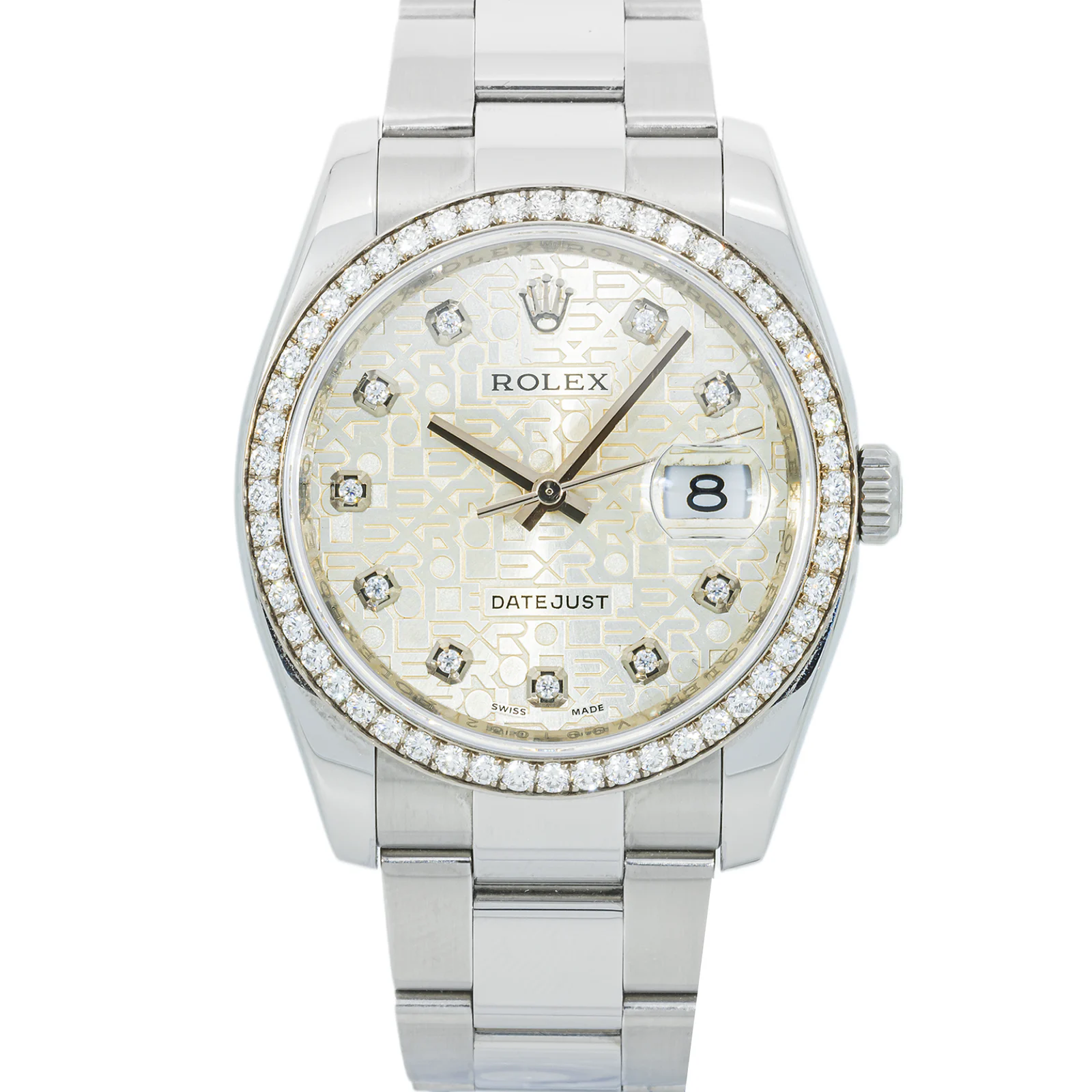 Rolex Stainless Steel Datejust 36 116244 – Silver Jubilee Diamond Dial, Diamond Bezel, Oyster Bracelet