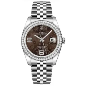 Rolex Datejust 36mm – Bronze Floral Motif Dial with Diamond Bezel | Ref. 116244