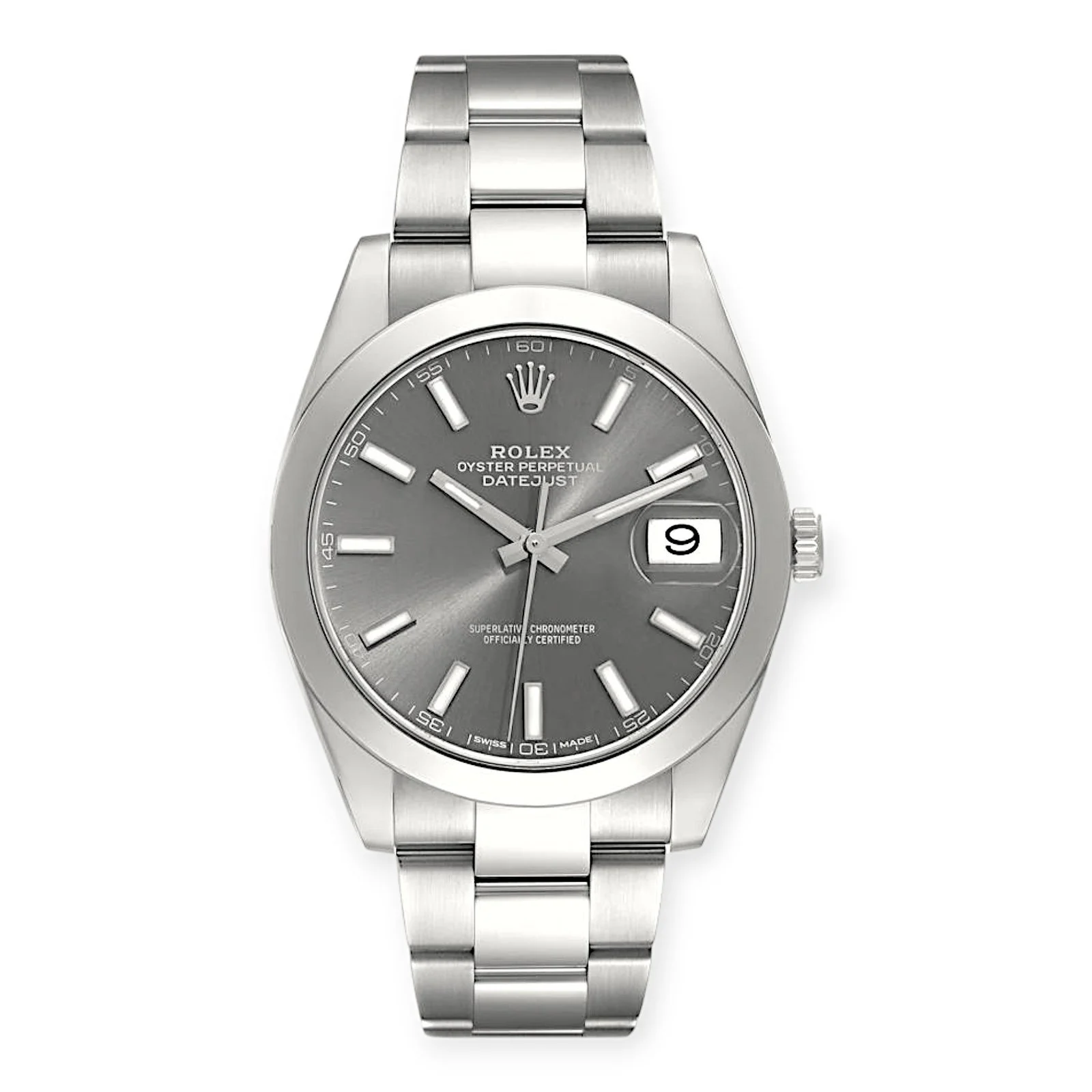 Rolex Datejust 41 Slate Dial 126300 Smooth Bezel Steel Mens Watch