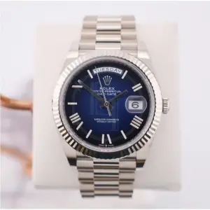 Rolex Day-Date 40 40mm Blue Ombré Dial Fluted Bezel President Bracelet – 228239 | 2024 Model