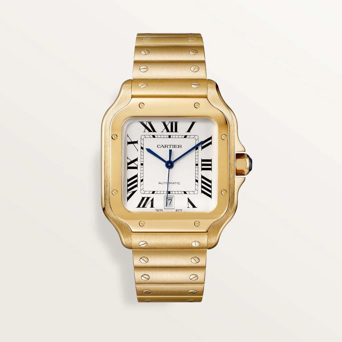 Cartier Santos de Cartier WGSA0029 39.8mm Silvered Opaline Dial With Yellow Gold Bracelet