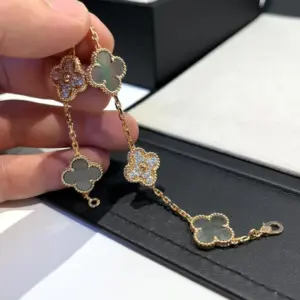 Golden gray four-leaf bracelet