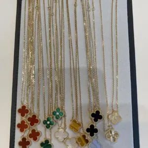 Four leaf clover necklace bracelet earring set