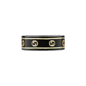 Gucci gold rope double G ceramic ring