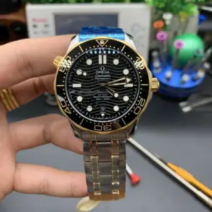 Omega Seamaster mother of pearl black dial watch
