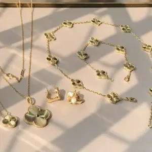 VCA laser-engraved clover collection bracelet
