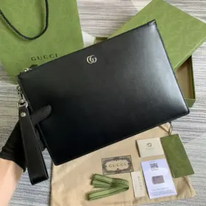 Black leather GG handbag