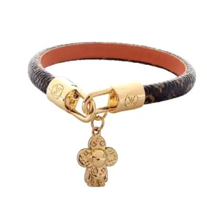 Viviene checkerboard leather charm bracelet