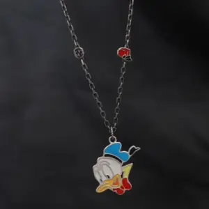 GUCCI silver enamel Donald Duck necklace