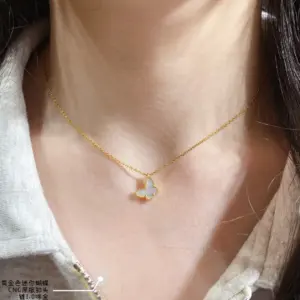 VCA high gold mini butterfly necklace