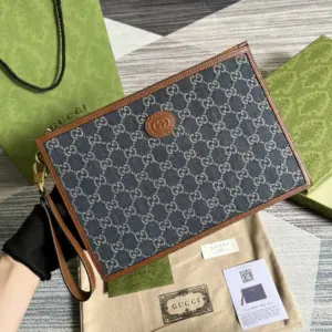 Handbag with denim fabric GG logo