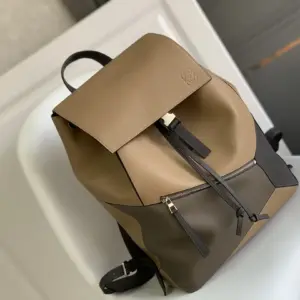 Puzzle backpack with soft grain imported calf leather