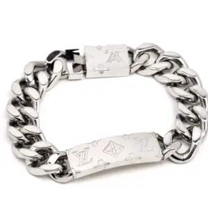 Louis Vuitton titanium steel bracelet with LV logo