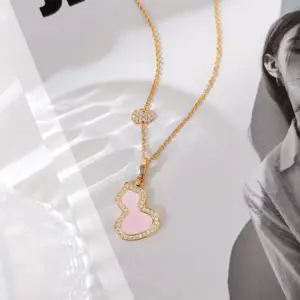 Kylin pink opal gourd necklace