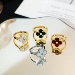 Four leaf clover ring Lucky pattern ring