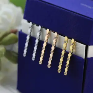 Wave honeycomb two-tone earring