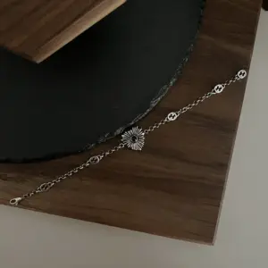 Gucci new 925 pure silver double G black pearl heart handband, adjustable 20cm