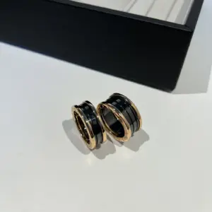 CNC Carved Classic Black Ceramic Ring