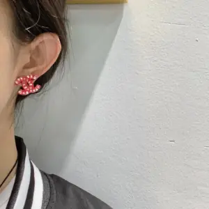 Red white black acrylic stud earring
