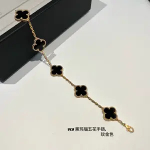 Black agate five flower bracelet