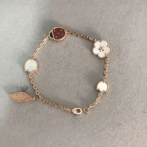 Yellow gold beetle flower bracelet