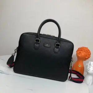 Men’s Briefcase with Imported Black Calf Leather