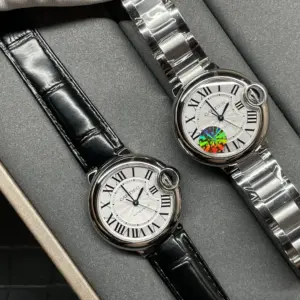 AF Cartier Blue Air-Balloon 33mm mechanical leather/steel