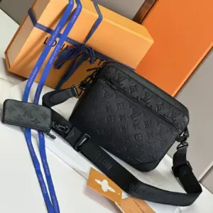 Trio messenger bag with monogram shadow leather