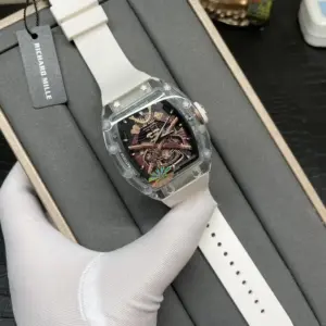 Transparent skeleton double blade watch