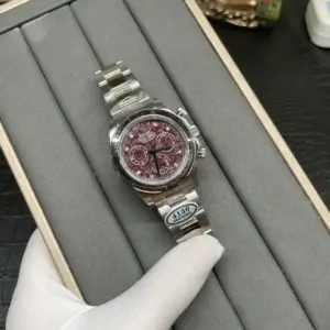 Rolex Platinum Chronograph White Pomegranate Stone Dial