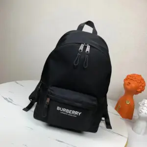 Vintage grain print nylon shoulder backpack