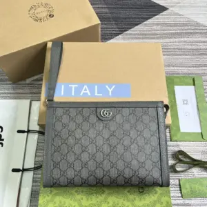 Red green GG leather handbag