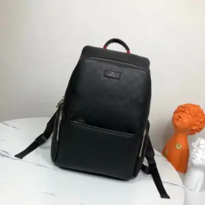 Men’s shoulder backpack with calf leather, floral pattern, model 85009