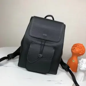 Saddle-style backpack with leather details
