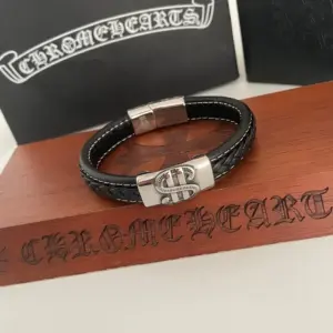 Chrome Hearts vintage S-shaped leather rope bracelet