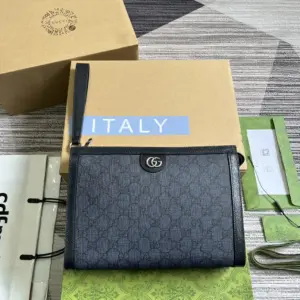 Gray blue GG Supreme leather handbag