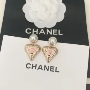 Chanel pink heart earring