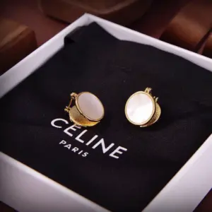 Celine gold white pearl earring