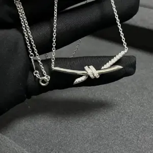 Tiffany 18k gold diamond twisted rope necklace